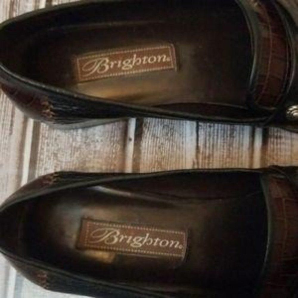 Brighton Kent Croc Embossed Leather  Loafers - Size 7 - Picture 5 of 7